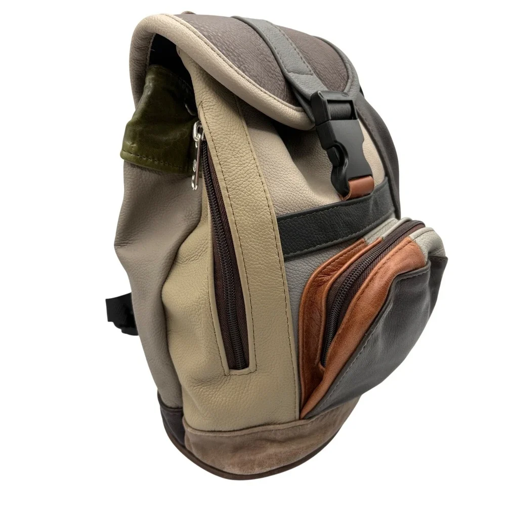 Unbranded Leather‎ Backpack Womens Multicolor Excellent Patchwork Sling Bag